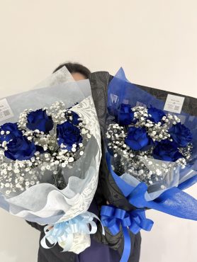 ブルーローズとかすみ草の花束🦋💙卒業式や成人式、誕生日、推し活などに特別な青バラを贈りませんか？花倶楽部/福岡博多・博多駅近くの花屋092-432-5087|「花倶楽部」　（福岡県福岡市博多区の花屋）のブログ
